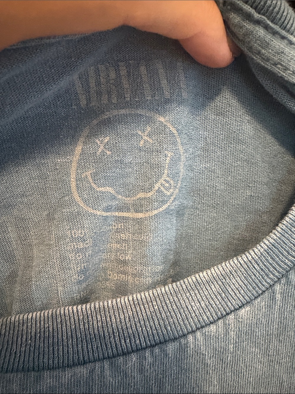 blue acid wash Nirvana t shirt In Utero album angel graphic 93 size medium - Picture 2 of 5
